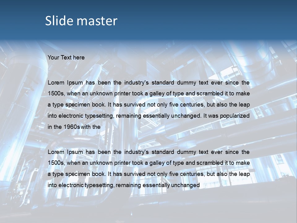 A Large Group Of Pipes In A Building PowerPoint Template