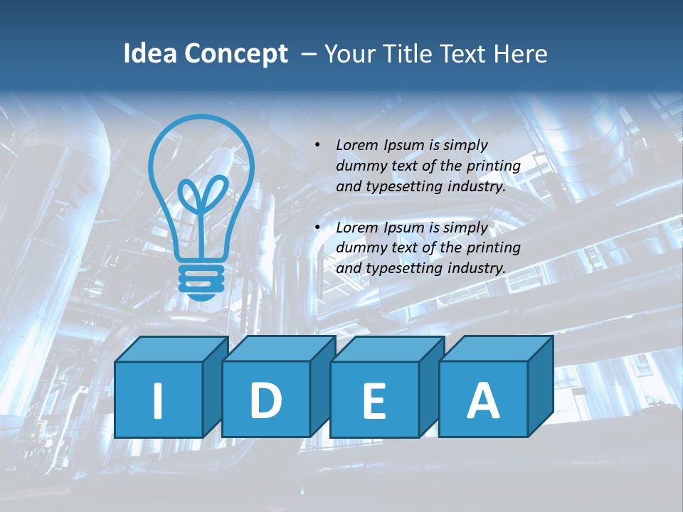 A Large Group Of Pipes In A Building PowerPoint Template