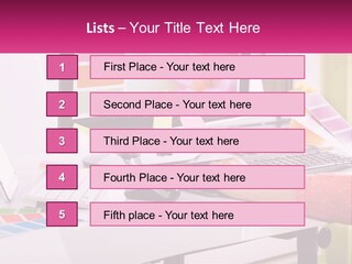 A Woman Sitting At A Desk Using A Computer PowerPoint Template