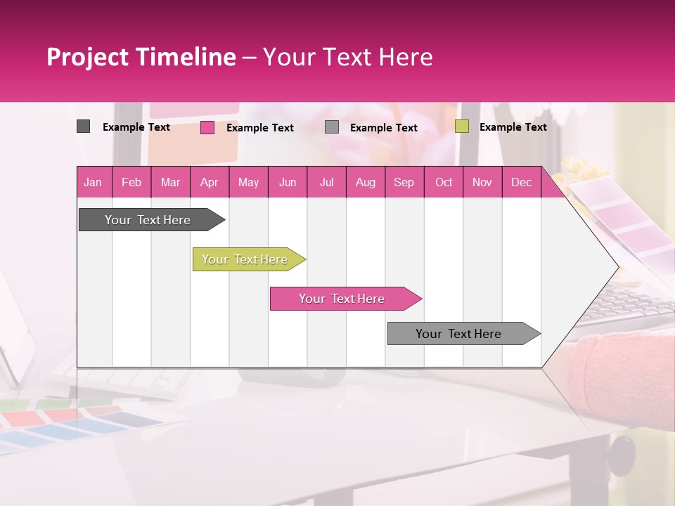 A Woman Sitting At A Desk Using A Computer PowerPoint Template