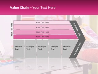 A Woman Sitting At A Desk Using A Computer PowerPoint Template
