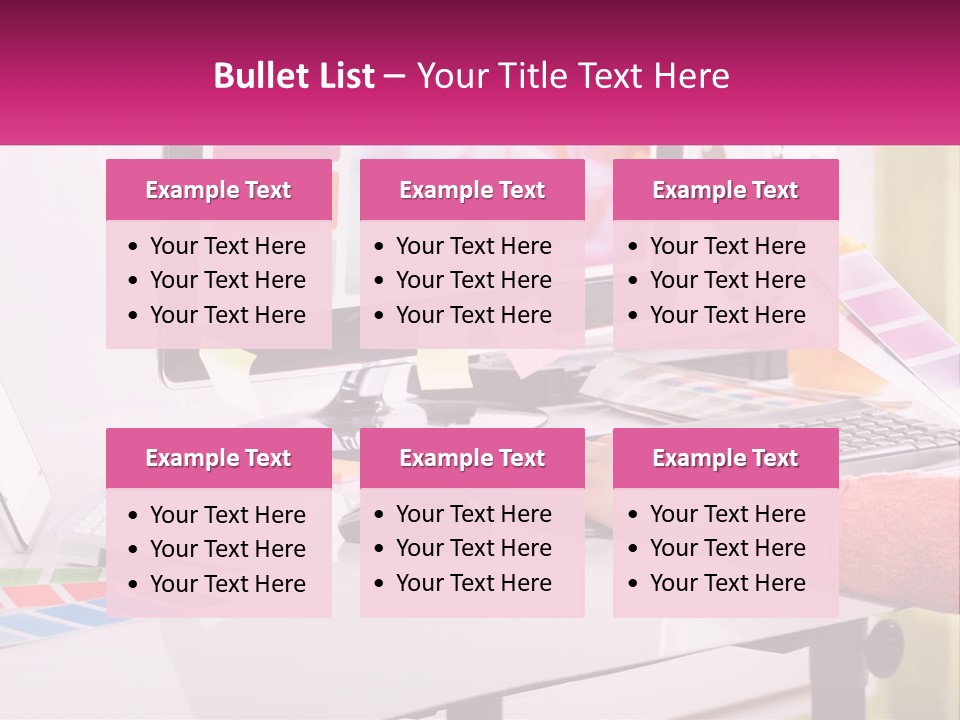 A Woman Sitting At A Desk Using A Computer PowerPoint Template