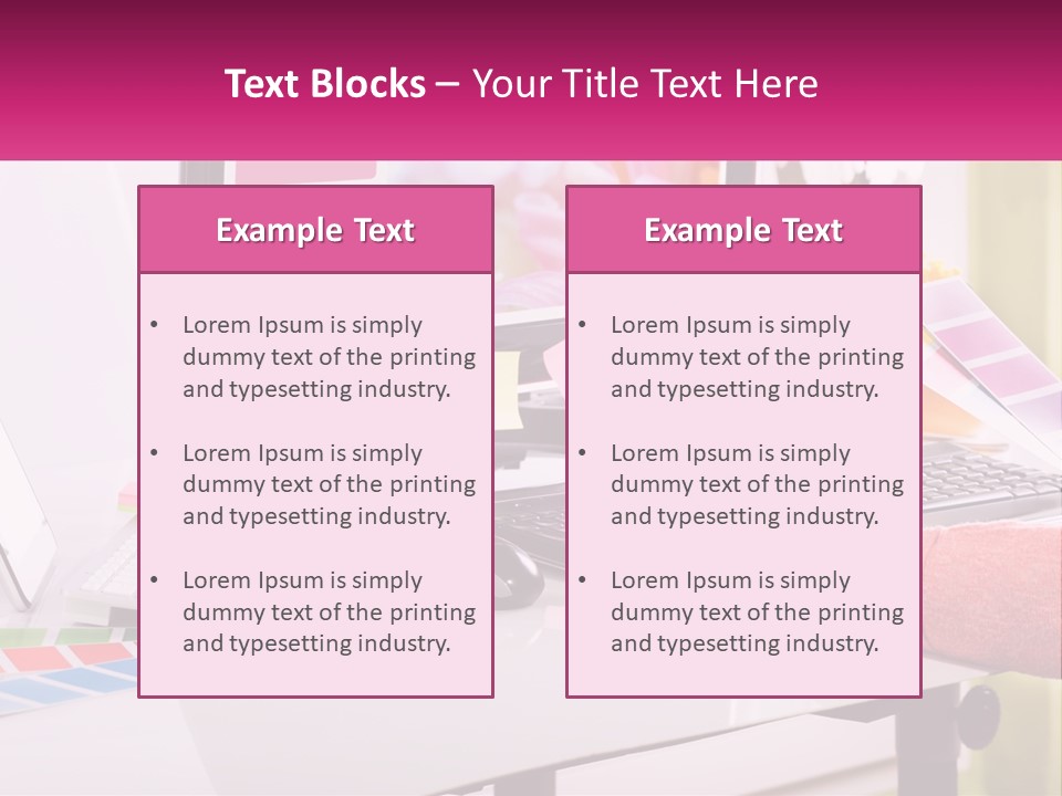 A Woman Sitting At A Desk Using A Computer PowerPoint Template