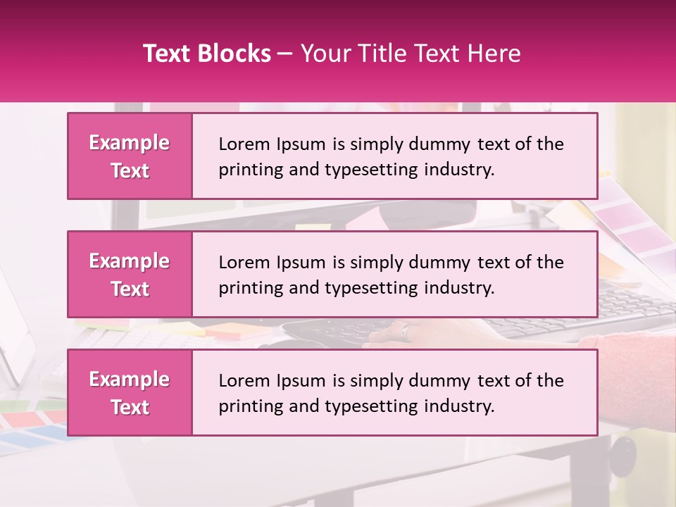 A Woman Sitting At A Desk Using A Computer PowerPoint Template