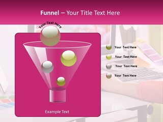 A Woman Sitting At A Desk Using A Computer PowerPoint Template