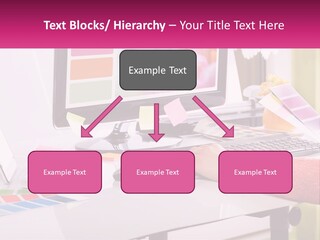 A Woman Sitting At A Desk Using A Computer PowerPoint Template