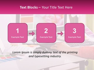 A Woman Sitting At A Desk Using A Computer PowerPoint Template