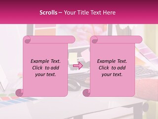 A Woman Sitting At A Desk Using A Computer PowerPoint Template