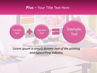 A Woman Sitting At A Desk Using A Computer PowerPoint Template