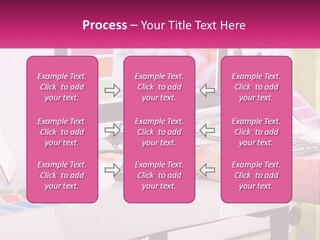 A Woman Sitting At A Desk Using A Computer PowerPoint Template