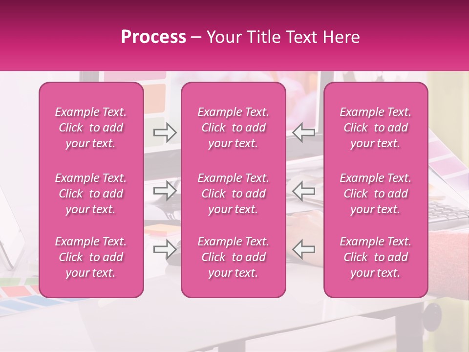 A Woman Sitting At A Desk Using A Computer PowerPoint Template