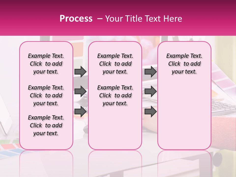 A Woman Sitting At A Desk Using A Computer PowerPoint Template