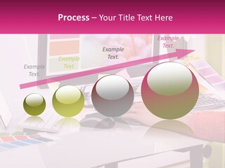 A Woman Sitting At A Desk Using A Computer PowerPoint Template