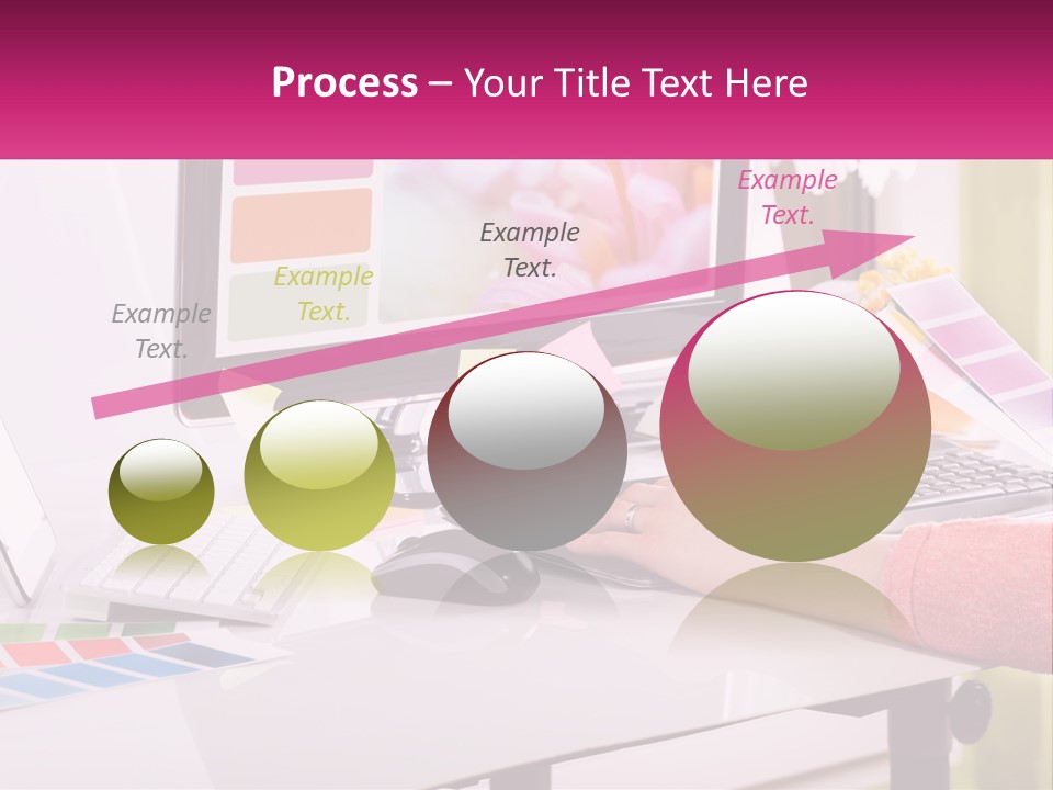 A Woman Sitting At A Desk Using A Computer PowerPoint Template