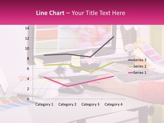 A Woman Sitting At A Desk Using A Computer PowerPoint Template
