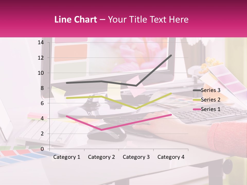 A Woman Sitting At A Desk Using A Computer PowerPoint Template