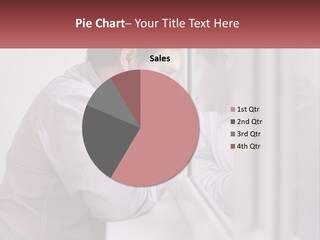 A Man Looking Out Of A Window With His Hand On His Head PowerPoint Template