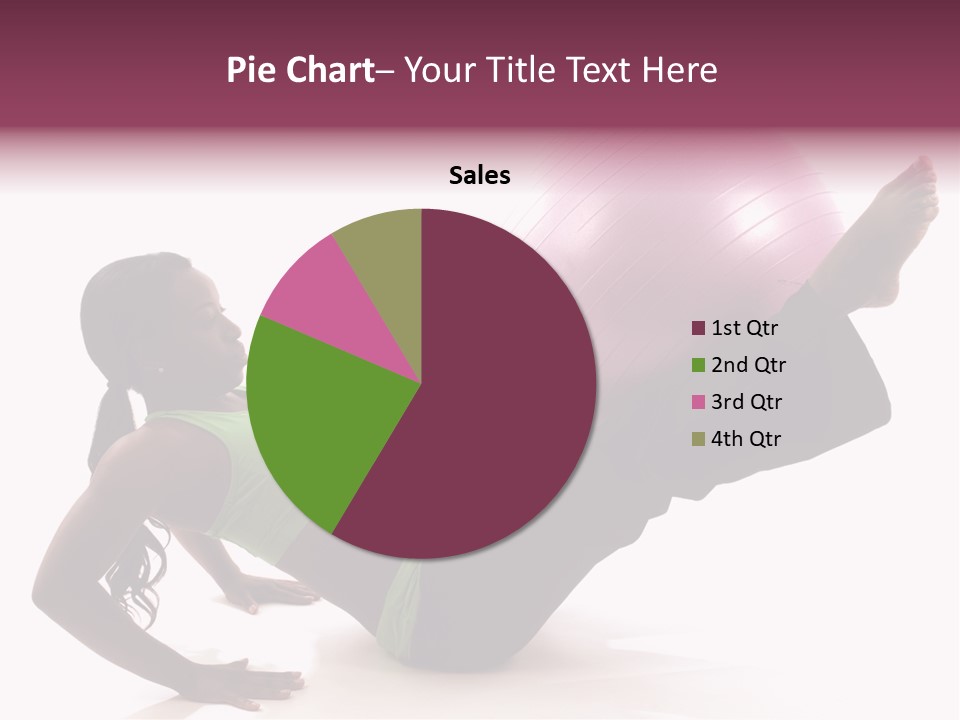 A Woman In A Green Shirt Is Doing A Yoga Pose With A Pink Ball PowerPoint Template