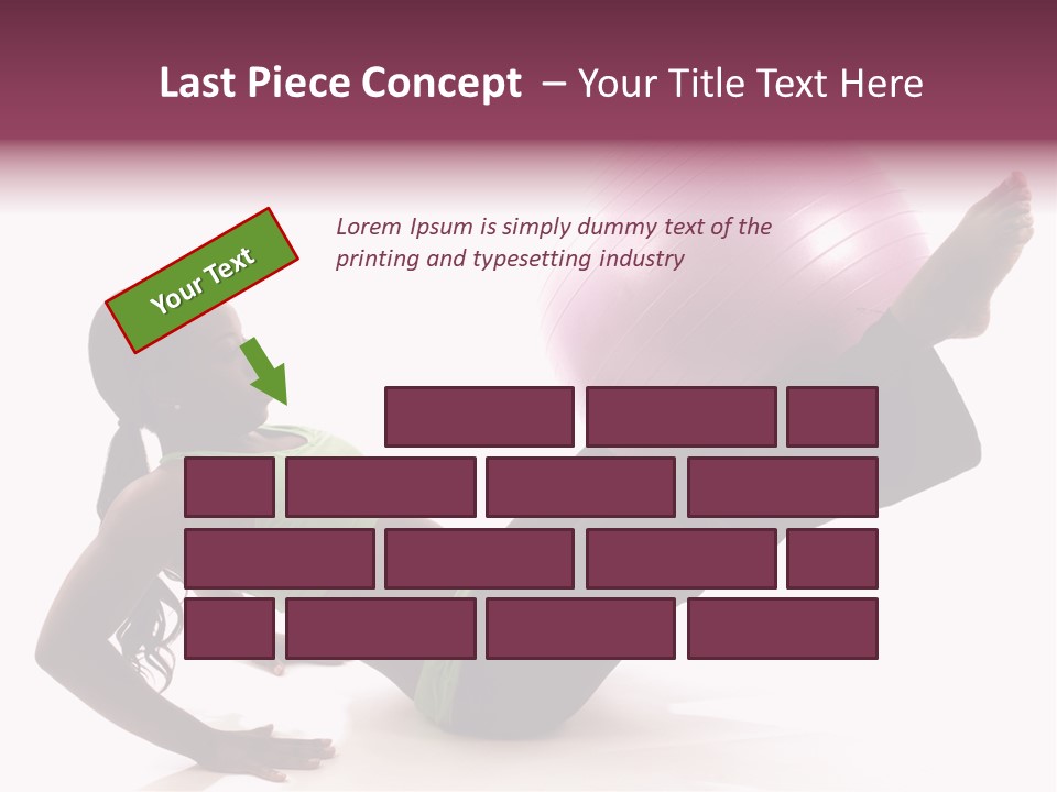 A Woman In A Green Shirt Is Doing A Yoga Pose With A Pink Ball PowerPoint Template