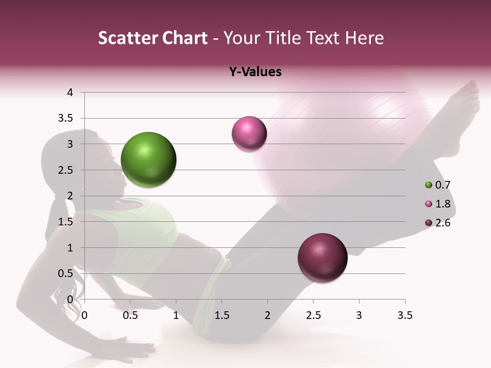 A Woman In A Green Shirt Is Doing A Yoga Pose With A Pink Ball PowerPoint Template