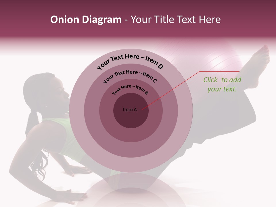 A Woman In A Green Shirt Is Doing A Yoga Pose With A Pink Ball PowerPoint Template
