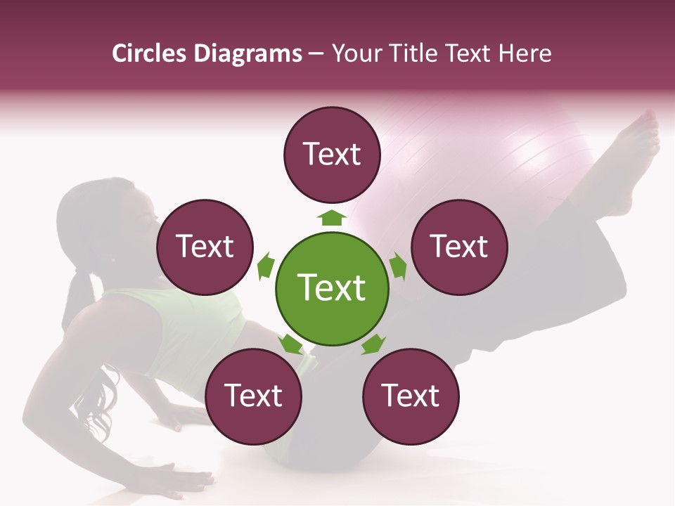 A Woman In A Green Shirt Is Doing A Yoga Pose With A Pink Ball PowerPoint Template