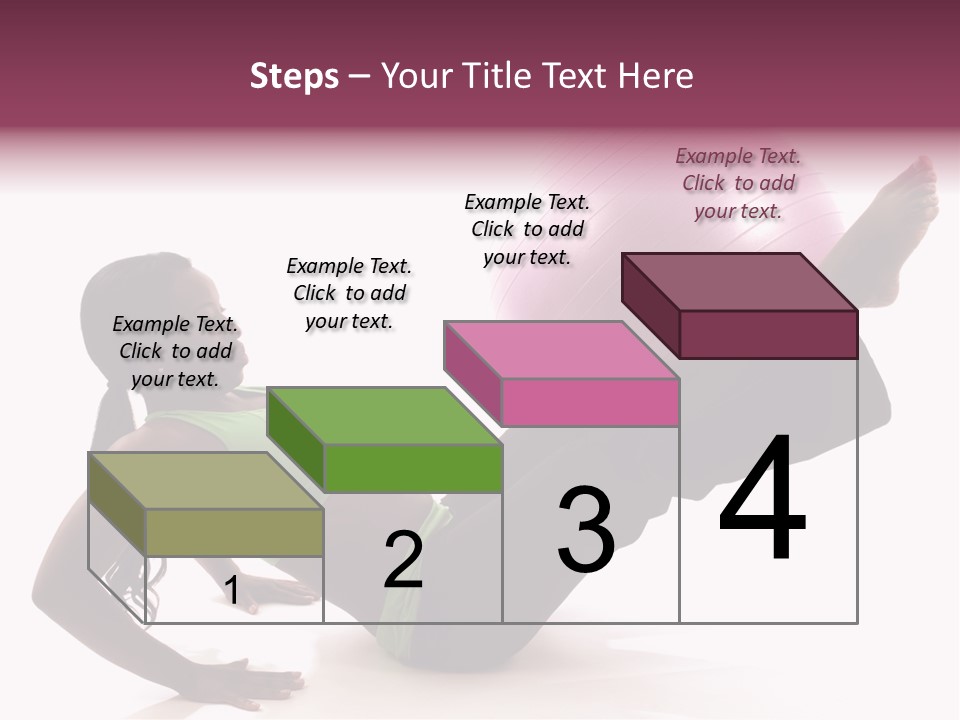 A Woman In A Green Shirt Is Doing A Yoga Pose With A Pink Ball PowerPoint Template