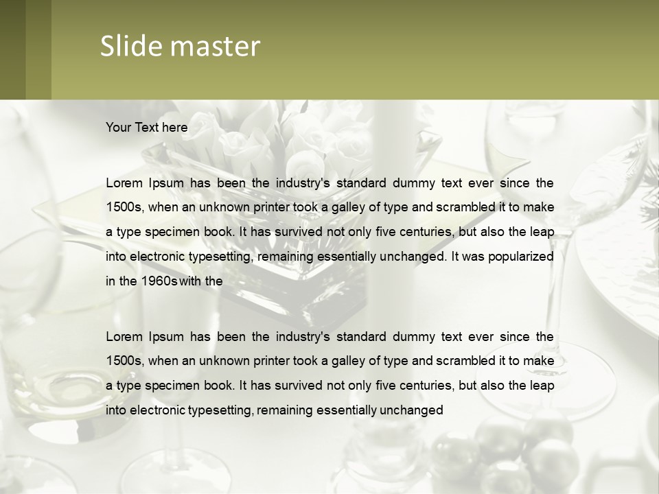 A Table With A Vase Of Flowers And Wine Glasses PowerPoint Template