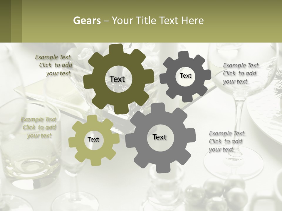 A Table With A Vase Of Flowers And Wine Glasses PowerPoint Template