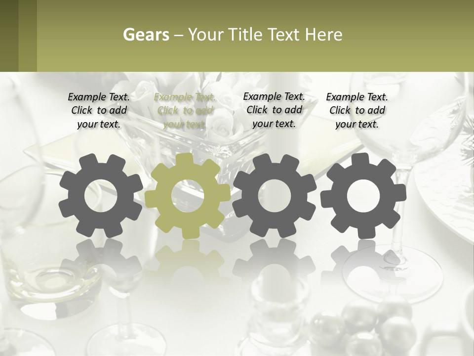 A Table With A Vase Of Flowers And Wine Glasses PowerPoint Template