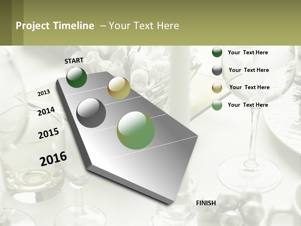 A Table With A Vase Of Flowers And Wine Glasses PowerPoint Template
