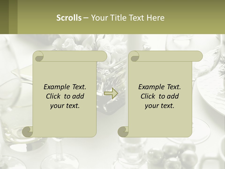 A Table With A Vase Of Flowers And Wine Glasses PowerPoint Template