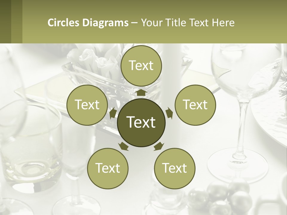 A Table With A Vase Of Flowers And Wine Glasses PowerPoint Template