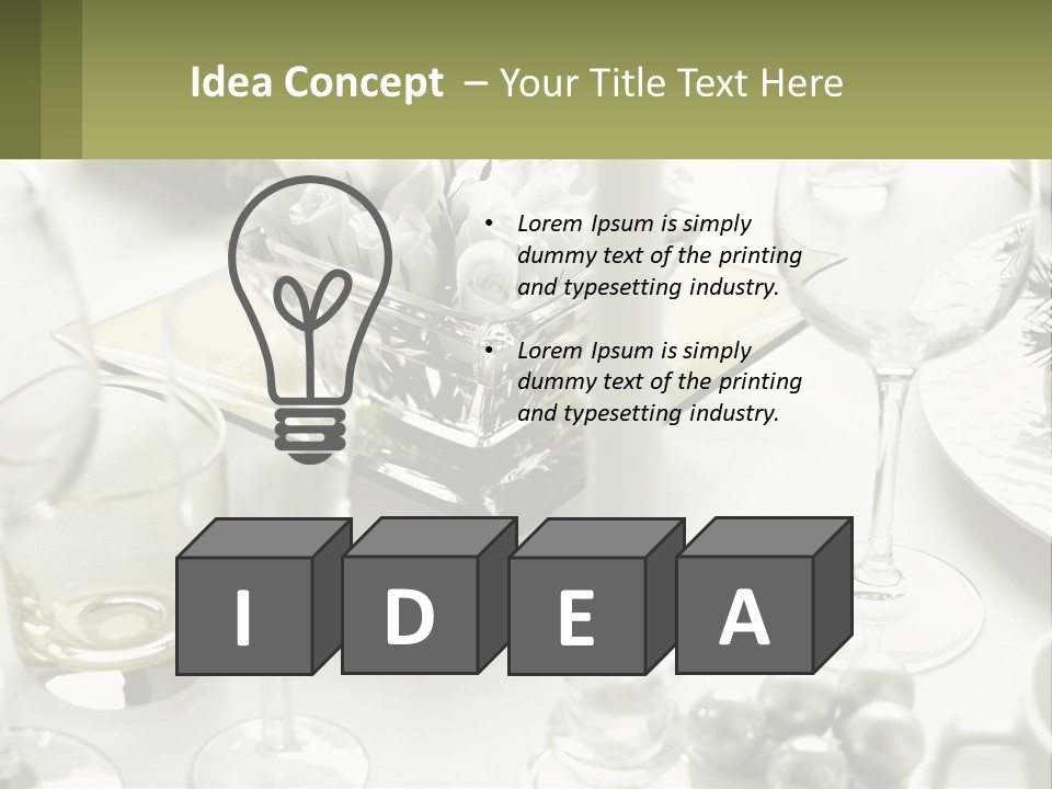 A Table With A Vase Of Flowers And Wine Glasses PowerPoint Template