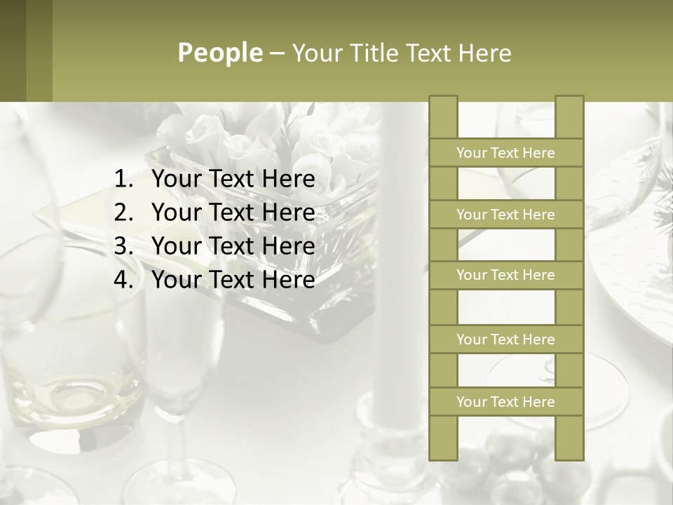 A Table With A Vase Of Flowers And Wine Glasses PowerPoint Template