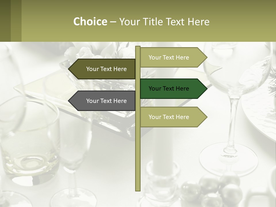 A Table With A Vase Of Flowers And Wine Glasses PowerPoint Template