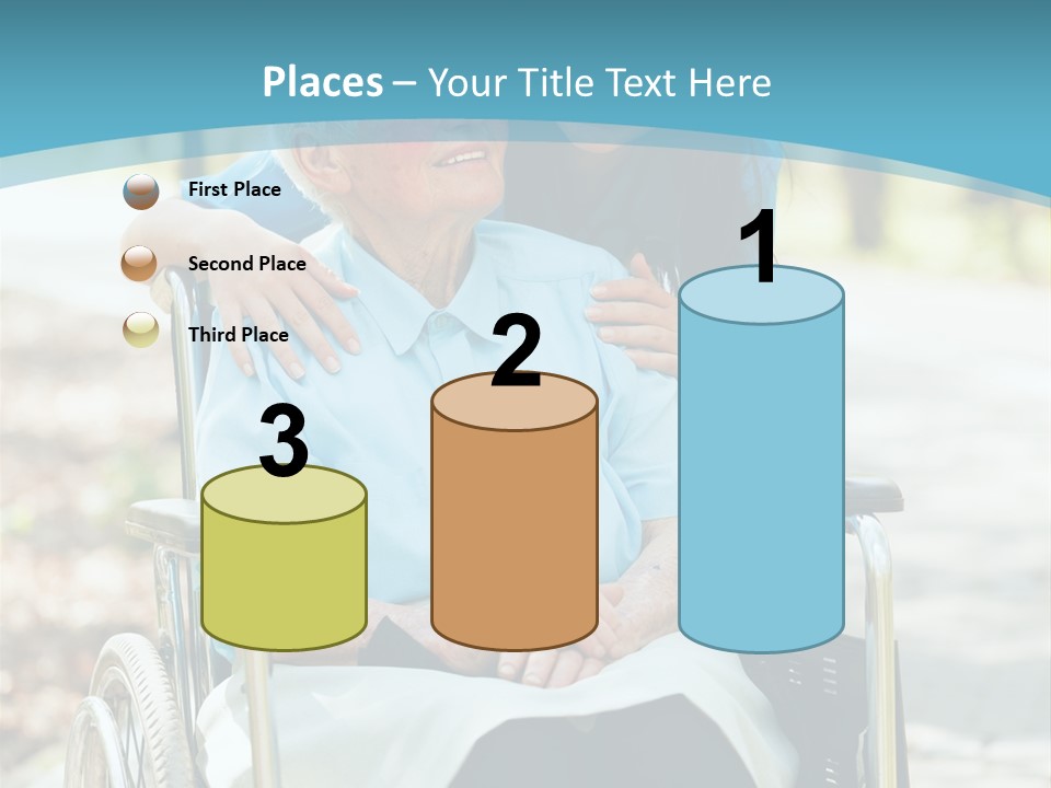 A Woman In A Wheelchair With A Man In A Blue Shirt PowerPoint Template