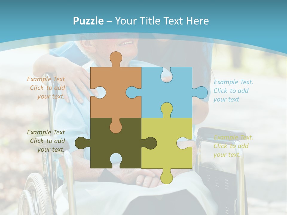 A Woman In A Wheelchair With A Man In A Blue Shirt PowerPoint Template