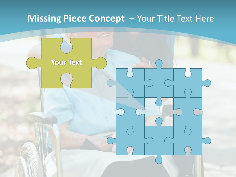 A Woman In A Wheelchair With A Man In A Blue Shirt PowerPoint Template