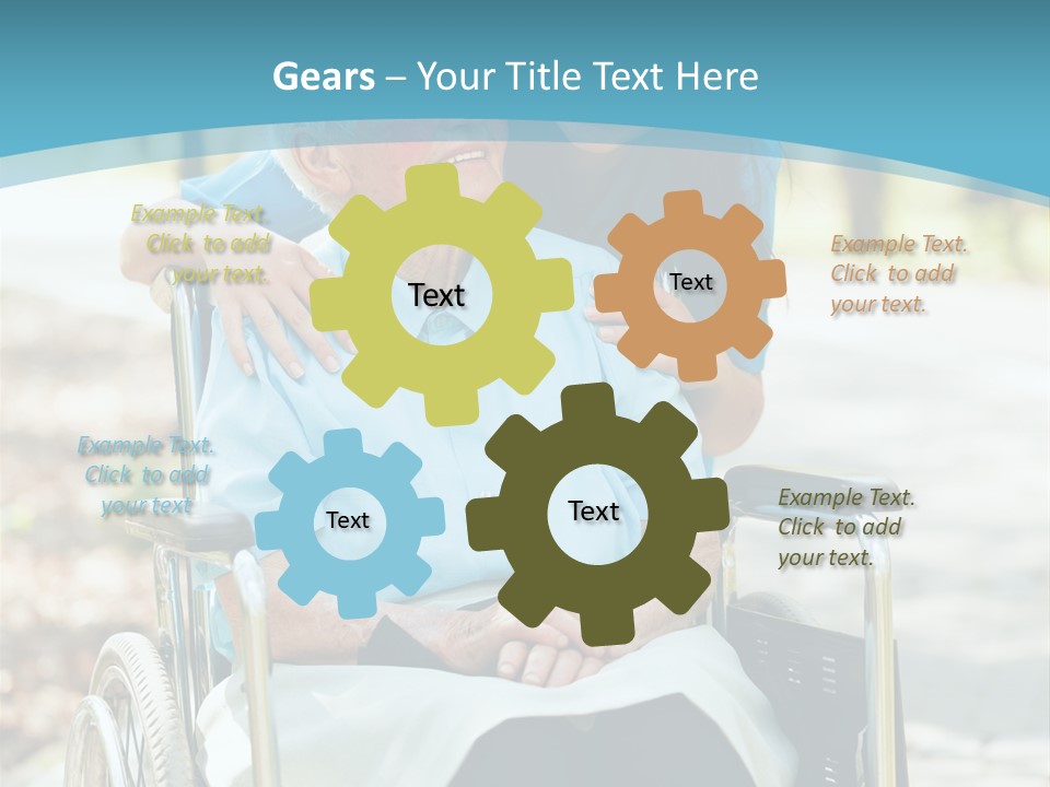 A Woman In A Wheelchair With A Man In A Blue Shirt PowerPoint Template