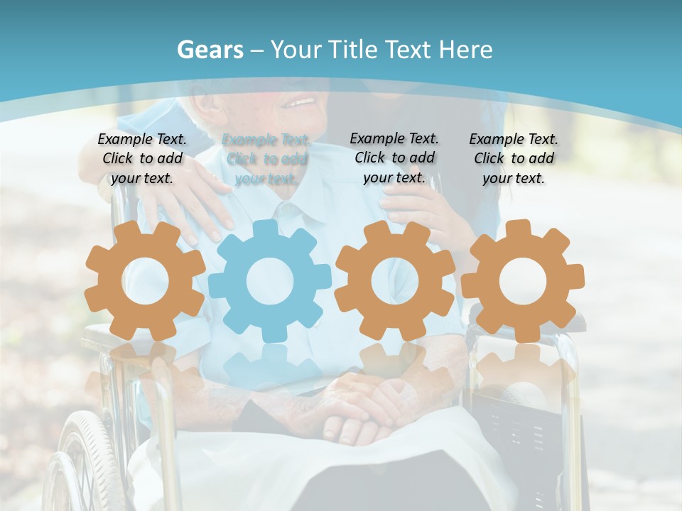 A Woman In A Wheelchair With A Man In A Blue Shirt PowerPoint Template