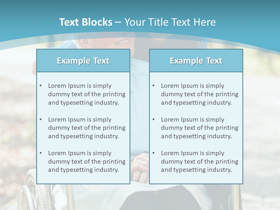 A Woman In A Wheelchair With A Man In A Blue Shirt PowerPoint Template