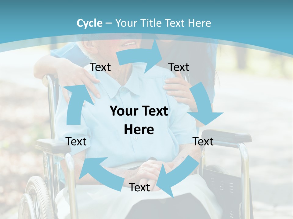 A Woman In A Wheelchair With A Man In A Blue Shirt PowerPoint Template