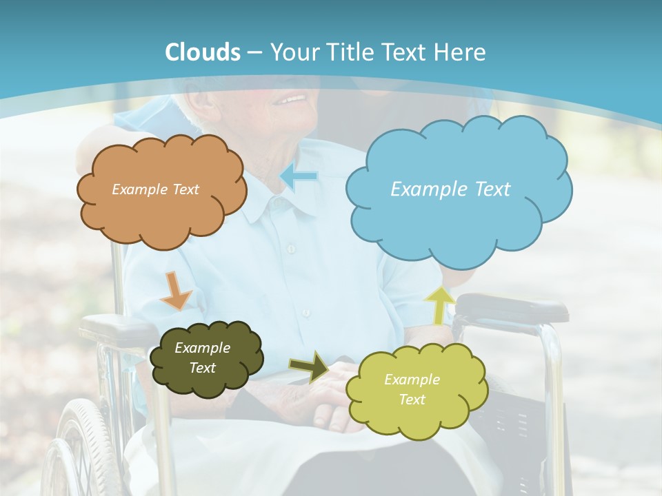 A Woman In A Wheelchair With A Man In A Blue Shirt PowerPoint Template