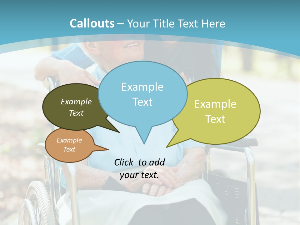 A Woman In A Wheelchair With A Man In A Blue Shirt PowerPoint Template