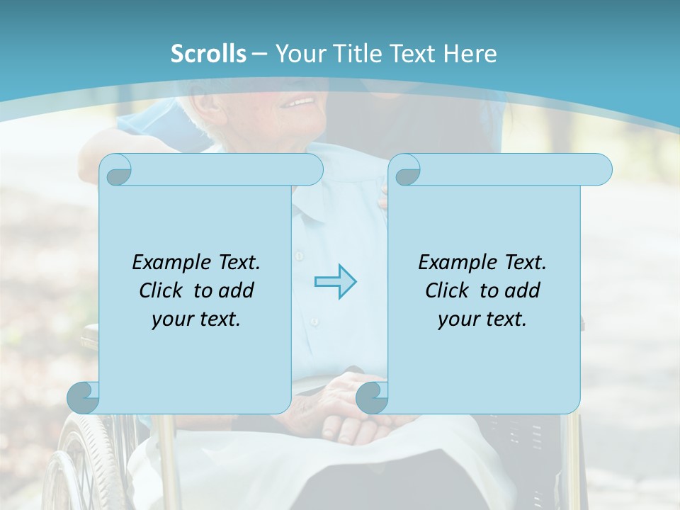 A Woman In A Wheelchair With A Man In A Blue Shirt PowerPoint Template