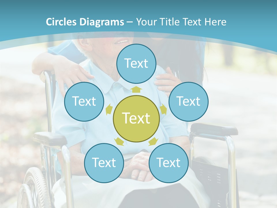 A Woman In A Wheelchair With A Man In A Blue Shirt PowerPoint Template