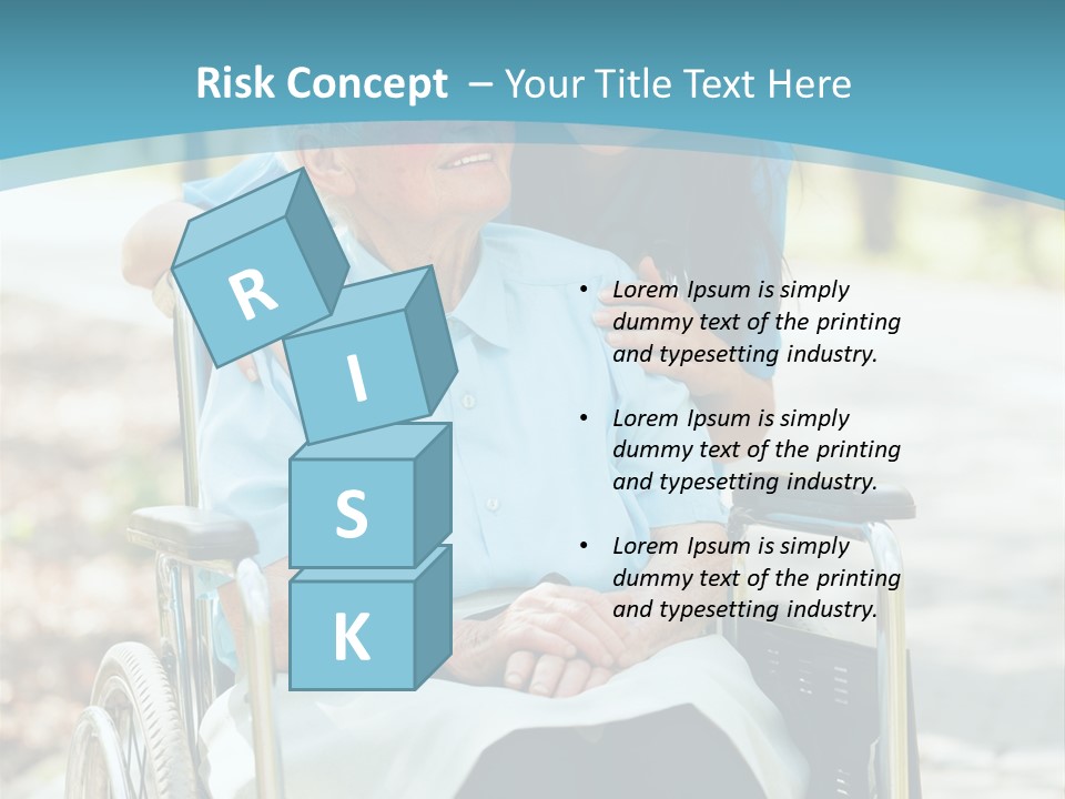 A Woman In A Wheelchair With A Man In A Blue Shirt PowerPoint Template