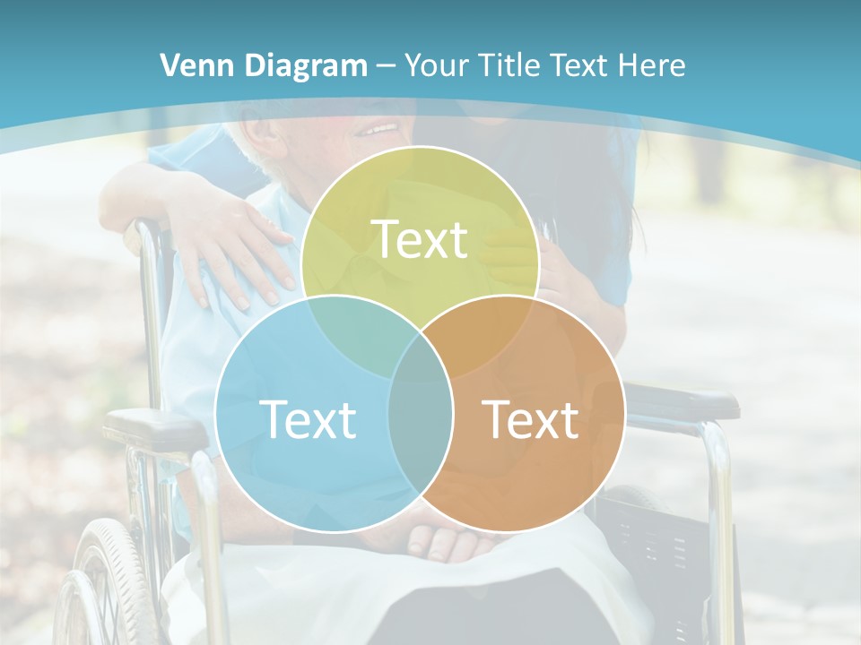 A Woman In A Wheelchair With A Man In A Blue Shirt PowerPoint Template