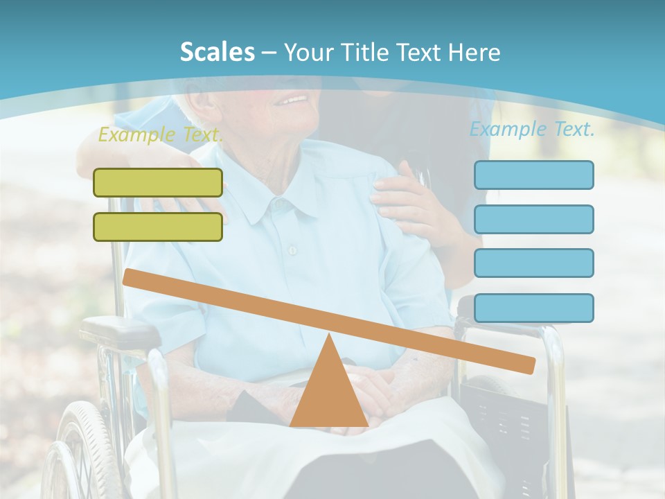 A Woman In A Wheelchair With A Man In A Blue Shirt PowerPoint Template